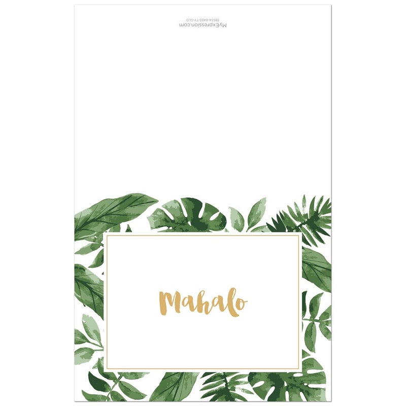 MyExpression.com 50 cnt Watercolor Palm Leaves Hawaiian Mahalo Thank You Cards - Image 2